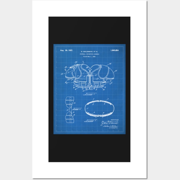 Football Pads Patent - Football Player Team Coach Art - Blueprint Wall Art by patentpress